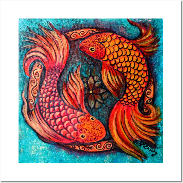 Two Koi Fish in a Pond Wall Art by Heartsake